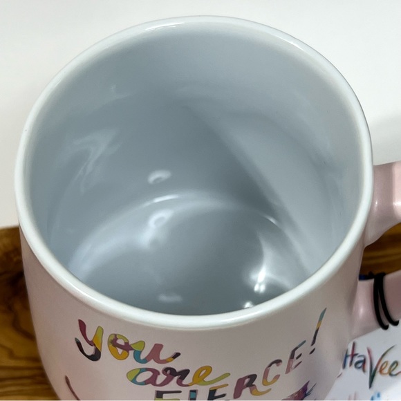 YOU ARE FIERCE 24 Oz Ceramic Coffee Tea Mug Cup Pink Leopard Etta Vee - Picture 7 of 15